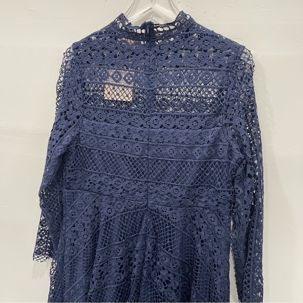 Showpo Hidden Figures Mini Dress in Navy Lace Women’s 14 A-Line High Neck - Picture 6 of 16